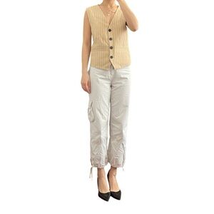 Maje Striped Beige Vest Size 38/US M